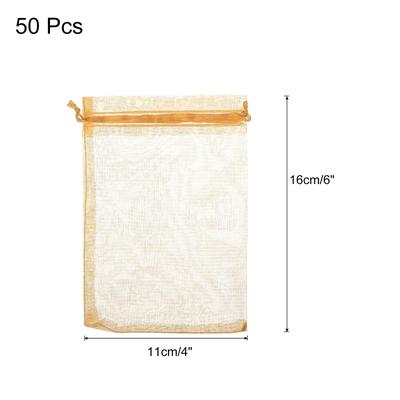 50pcs Organza Bags Drawstring Favor Pouches Sheer Mesh Bag for Gift