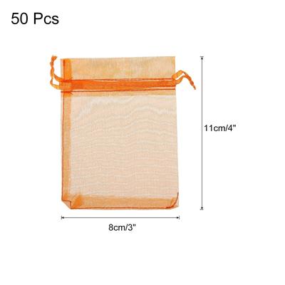 50pcs Organza Bags Drawstring Favor Pouches Sheer Mesh Bag for Gift