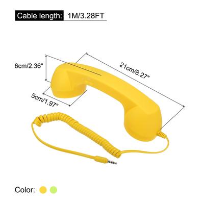 2 Pack 3.5mm Retro Telephone Handset Telephone Receiver Yellow,Green - Black