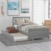 Twin Size Platform Bed w/ Roll-Out Trundle, No Box Spring Required