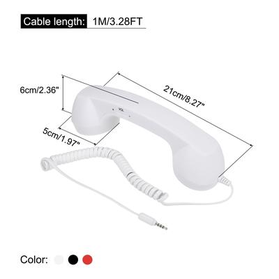 3 Pack 3.5mm Retro Telephone Handset Telephone Receiver Black, White, Red - Black, White,Red