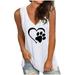 Plus Size Tank Tops for Women Dog Paw Graphic Sleeveless Top Cat Paw Print Tees Loose V neck Shirt for Pet Lover