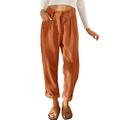 iOPQO Joggers for Women Corduroy Pants Women shorts for Women Corduroy Pockets Cropped Straight Leg Pants Elegant Casual Trousers Women s Casual Pants Sweat Pants Bell Bottom Jeans Orange Pants S