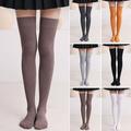 Naturegr 1 Pair Thigh High Stocking Solid Color High Elasticity Thickened Stretchy Super Soft Leg Slimming Windproof Autumn Winter Women Over Knee Socks for Party