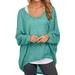 iOPQO Pullover Sweater For Women Womens Batwing Sleeve Pullover Tops Off Shoulder Loose Oversized Baggy Sweater Shirts Casual T Shirt Blouses Green + M