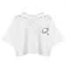 iOPQO womens t shirts Summer Women Casual Planet Printed Tank Short Sleeve Top Blouse Crop Tops Shirt t shirts for women White + L