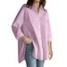 Wendunide 2024 Clearance Sales Shirts for Women Solid Top Sleeve Long Blouse Loose Size Button Women s Plus Casual Shirt Women s Blouse Womens T-Shirts Purple 3XL