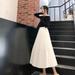 PIKADINGNIS Black White High Waist Pleated Skirt for Women Korean Fashion All-match A-line Skirts Simple Hot Sale Streetwear Skirt