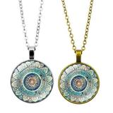 Naierhg Vintage Women Glass Cabochon Pendant Long Chain Mandala Necklace Jewelry Gift