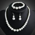 Naierhg Women Faux Pearls Alloy Necklace Bracelet Earrings Wedding Bridal Jewelry Set
