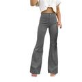Women Solid Color Fashion Corduroy Flared Pants High Waist Stretch Trousers