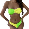 KaLI_store Tummy Control Swimsuits for Women 2 Piece Swimsuits for Women Tummy Control Tankini Top with Skirt Bottom Halter V Neck Bathing Suit Green M