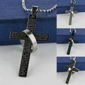 Naierhg Men Stainless Steel Prayer Cross Ring Pendant Ball Chain Punk Necklace Jewelry