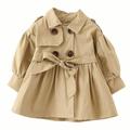Kids Baby Boys Girls Classic Button Trench Coat Jacket with Belt Toddler Double Breasted Belted Pea Coat Windbreaker
