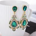 Naierhg Women Earrings Teardrop Shape Big Drop Dangle Zinc Alloy Rhinestone Earrings Jewelry for Party