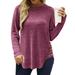 Womens Long Sleeve Tops Ladies Side Buttons Sweatshirts Casual Tunic Tops