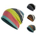 Unisex Striped Slouchy Baggy Beanie Hat Warm Autumn Winter Hip Hop Skull Cap Black Gray