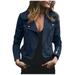 Womens Leather Jacket Motorcycle Faux Leather Jacket Long Sleeve Cropped Slim Jacket Zip-Up PU Jacket Moto Biker Coat