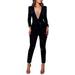 iOPQO jumpsuits for women Womens Black Sequin V Neck Sexy Pack Hip Bodysuit Jumpsuit Women s Jumpsuit Black L