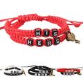 Naierhg 2Pcs/Set HIS HERS Letter Lock Key Charm Handmade Woven Couple Bracelet Bangle