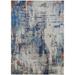 HomeRoots 7 x 10 ft. Ivory & Blue Abstract Power Loom Distressed Stain Resistant Rectangle Area Rug