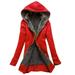 wendunide coats for women Women s Casual Winter Warm Sherpa Lined Zip Up Hooded Sweatshirt Jacket Coat Womens Fleece Jackets Red L