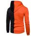 Wendunide 2024 Clearance Sales Hoodies for Men Men s Autumn Colorblock Zipper Long Sleeve Fashion Hooded Jacket Mens Jackets Orange M