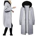 wendunide coats for women Women s Warm Zipper Open Hoodies Sweatshirt Long Coat Jacket Top Outwear Womens Fleece Jackets Gray L