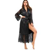 Lingerie for Women Sexy Silk Lace Satin Kimono Robe Bathrobe Sleepwear Belt Pajamas