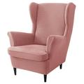 Wing Chair Slipcover Chair Covers For Wingback Chairs Stretch Sofa Cover Furniture Protector Couch Soft With Elastic Bottom-Pink-Chair Cover