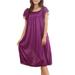 iOPQO pajamas for women Women Summer Home Lace Ice Silk Short Sleeve Loose Plus Oversize Nightgown Dress Purple One Size