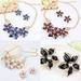 Naierhg Women Rhinestone Flower Statement Pendant Necklace Earrings Jewelry Set