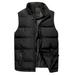 iOPQO Parkas For Men Men Autumn Winter Fashion Stand Collar Pure Color Waistcoat Vest Jacket Top Coat Black + 5XL