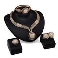 Naierhg 4Pcs/Set Jewelry Sets Hollow Round Pendant Rhinestone Decor Alloy Women Jewelry Sets for Gifts