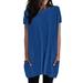 wendunide blouses for women Womens Summer Casual Solid Loose Pullover Crewneck Shirts Short Sleeve Tunic Tops Blouse With Pockets Womens T-Shirts Blue XL