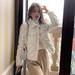 PIKADINGNIS Korean White Down Cotton Jackets Women Winter Single-Breasted Short Parkas Woman Turndown Collar Long Sleeve Thick Outwear