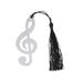 10pcs Stainless Steel Page Marker Musical Note Bookmark with Black Tassel Graduation Gifts (Silver)