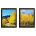 Gorgeous Autumn Yellow Aspen Tree Photograph Prints; Two 11x14in Brown Framed Prints; Ready to hang!