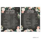 Peach Chalkboard Floral Garden Celebrity Name Game Cards 20-Pack Games