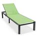 LeisureMod Marlin Patio Chaise Lounge Chair Poolside Outdoor Chaise Lounge Chairs for Patio Lawn and Garden Modern Black Aluminum Suntan Chair with Sling Chaise Lounge Chair (Green)