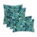 RSH DÃ©cor Indoor Outdoor Set of 4 Pillows Square and Lumbar Pillows 20 + 20 x 12 Crestwood Marine Blue Leaves