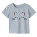 ZIZOCWA Girls Heart Tshirts Cute Cat Printing Girls Tshirt O-Neck Short Sleeves Casual Tops Tees & Blouses Little Girls Clothes Summer Grey Grey110