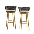 Set of 2 Upholstered Breakfast Stools, Swivel Bar Stools Set of 2 Counter Height Stools Industrial Metal Barstools Velvet Bar Stool Chairs for Island (Color:B)