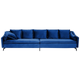 Sofa Marineblau Samt 4-Sitzer mit Vielen Kissen Hohen Beinen Glamourös Modern Wohnlandschaft Wohnzimmer Möbel Sitzmöbel