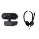 Sandberg USB Webcam Flex 1080P HD & EPOS PC 8 USB-On-Ear-Stereo Headset PC, Kopfhörer mit Kabel, Inline-Lautstärke, Hochwertig, für Laptop, PC, Mac - Online-Anrufe & -Unterricht