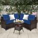 4Pcs Outdoor Cushioned Rattan Furniture Set - 49.5" x 28" x 35" (L x W x H)