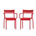 Hokku Designs Caedmon Commercial Grade Steel Indoor-Outdoor Modern Stackable Chair w/ 2 Slats & Arms Metal in Red | Wayfair