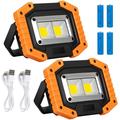 Portable LED Work Light Solar Charging and USB Rechargeable Flood Lights with Power Bank Waterproof COB 20W 2400LM Work Light for Outdoor Camping Emergency Car Repairing and Job Site Lighting