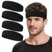 NONSTOP Sports Headbands for Men (Black 4 Pack) Moisture Wicking Workout Headband Sweatband Headbands for Running Cycling Football Yoga Hairband for Women and Men