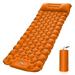 BIRLON Inflatable Camping Mat with Foot Pump and Pillow Ultralight Portable Strong Support Nylon Sleeping Pad 79 x 27 x 3 inches-Orange